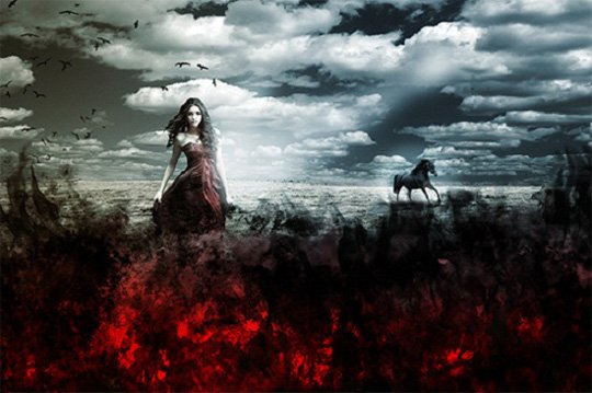 A Girl In The Red Field Photoshop Tutorial