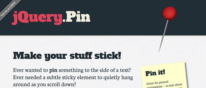 jQuery Pin – Pin Any Element Within a Container